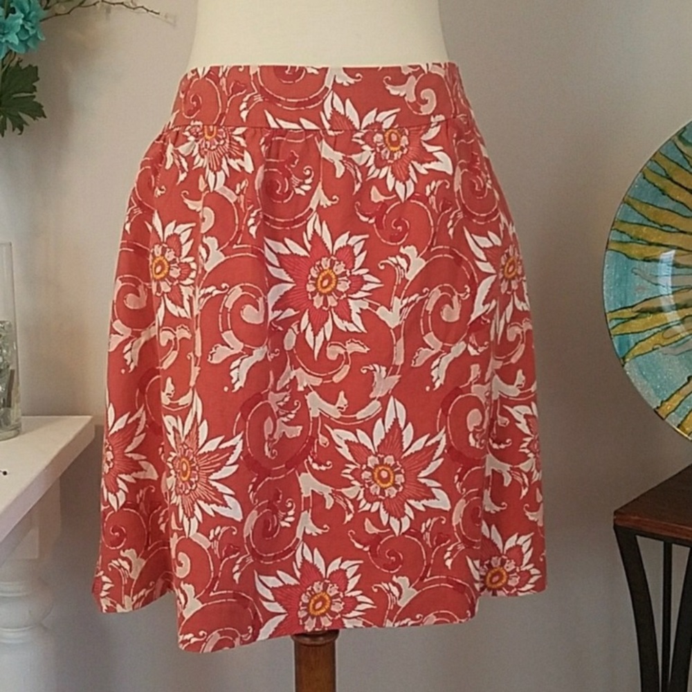 LOFT Floral Autumn Skirt with Pockets